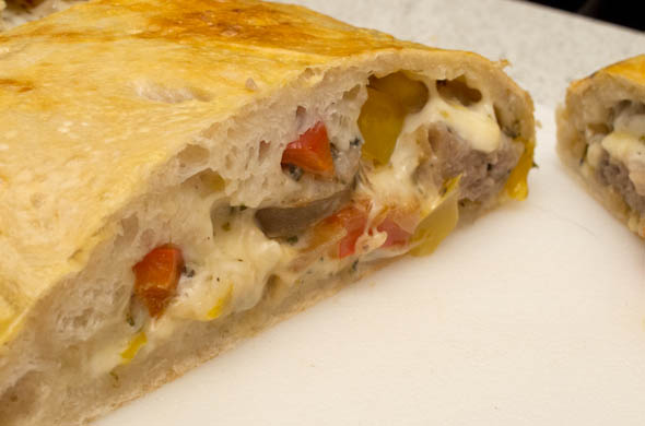 The Three Bite Rule - Sausage & Peppers Calzone
