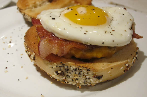 The Three Bite Rule - Breakfast Bagel Burger