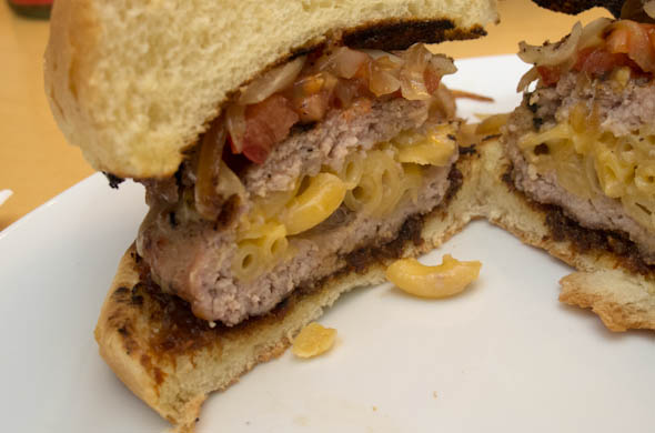 The Three Bite Rule - Mac & Cheese Stuffed Burger