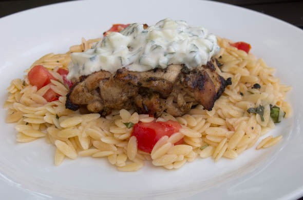 Herb Marinated Chicken over Orzo - The Three Bite Rule